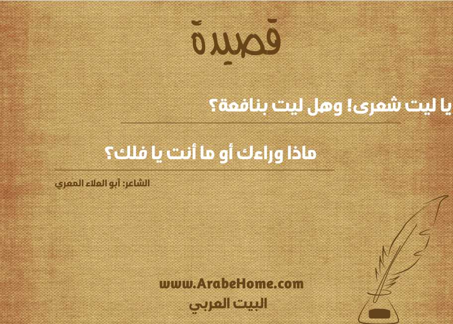 يا ليت شعرى! وهل ليت بنافعة؟ 