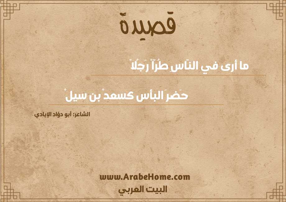 ما أرى في النّاسِ طُرّاً رَجُلاً