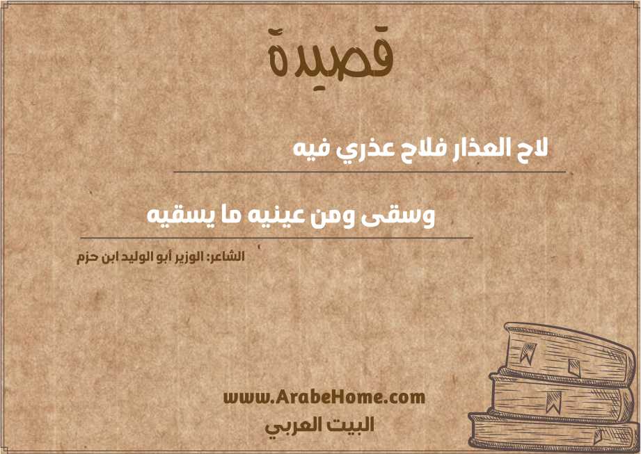 لاح العذار فلاح عذري فيه 