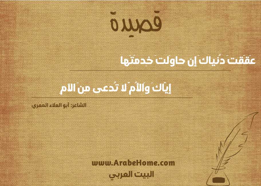 عَقَقتَ دُنياكَ إِن حاوَلتَ خِدمَتَها