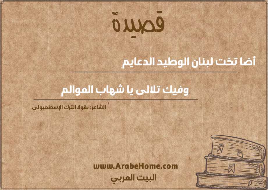 قصيدة أضا تخت لبنان الوطيد الدعايمِ - نقولا الترك الإسطمبولي - البيت العربي