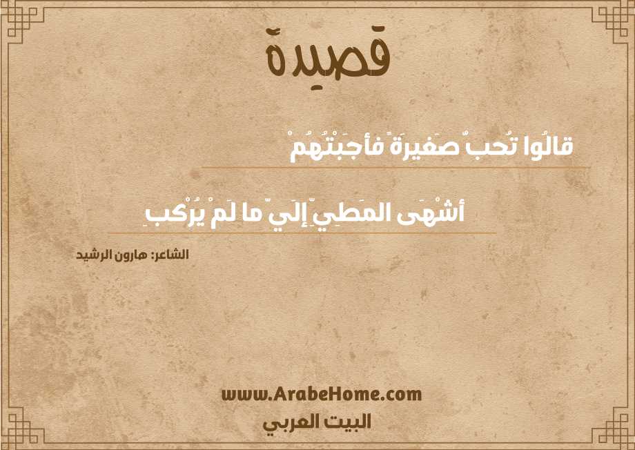 قالُوا تُحبُّ صَغيرَةً فأجَبْتُهُمْ