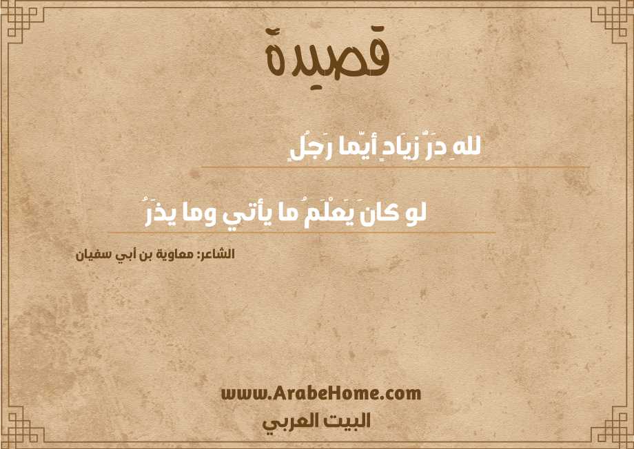 للهِ دَرُّ زِيَادٍ أيَّما رَجُلٍ